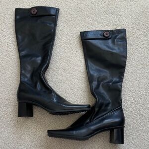 Franco Sarto Black Leather Heeled Boots